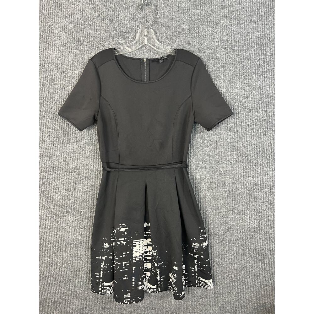 Elie Tahari Dress Womens 8 Black Short Sleeve Fit And Flare Office Business